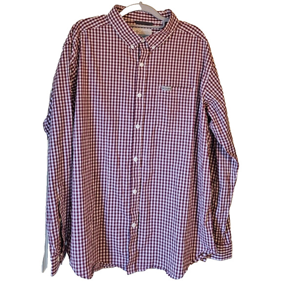 Columbia Sportswear Men’s Omni-Shade Long Sleeve Plaid Shirt Size XXL Red White - Picture 1 of 10